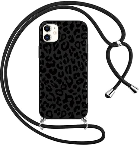 Foonary Handyband Hülle mit Band für iPhone 12 mini 5,4 Handyhülle, Leopard Design Kette Necklace Case mit Kordel zum Umhängen Silikon Bumper Kratzfest Schutzhülle Cover Schnur für iPhone 12 mini