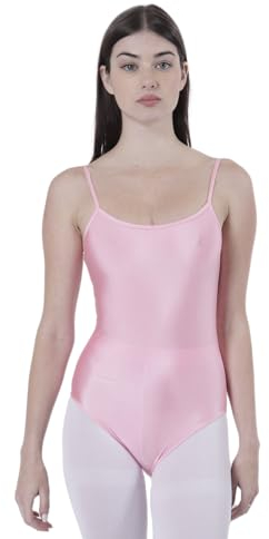 Body für Tanz, Ballett, Gymnastik, Damen, ärmellos, mit Rundhalsausschnitt und Rückenabdeckung, nicht transparent, eng anliegend, für Tanz, Rosa, 36