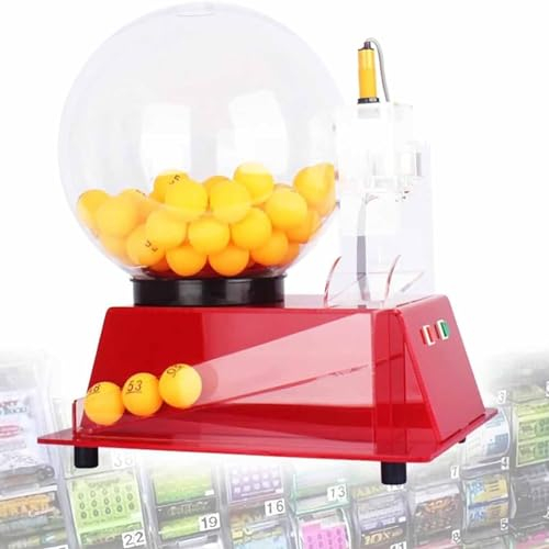 PixCy Eléctrico Lotería Máquina Juguete, Eléctrico Lotería Bola Máquina Juguete, Mini Bingo Juego Máquina, Lucky Número Mini Lotería Shake Lucky Bola Picking Máquina,Red-60balls