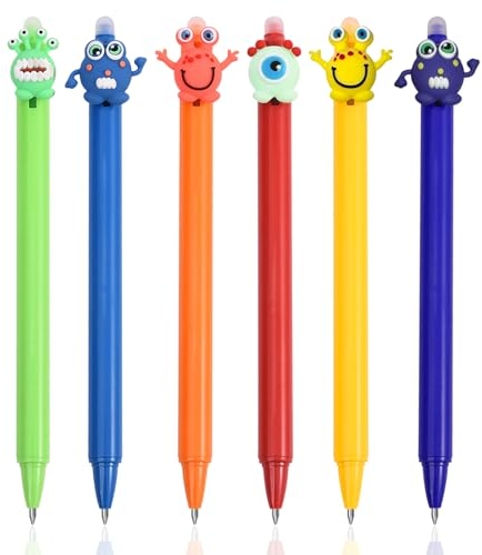 DOMAXWILL Radierbarer Kugelschreiber, 6 Stück Blau Tintenroller Radierbar, 0.5mm Radierbare Stifte Kugelschreiber Radierbar, Radierbarer Tintenroller Studenten Schule Bürobedarf Schulsachen