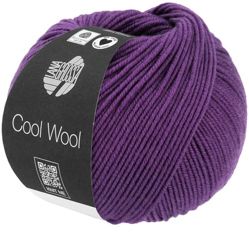 LANA GROSSA Cool Wool Uni | Extrafeine Merinowolle waschmaschinenfest und filzfrei | Handstrickgarn aus 100% Schurwolle (Merino extrafein) | 50g Wolle zum Stricken & Häkeln | 160m Garn FB 2109