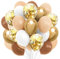 60 Stück Luftballons Braun Beige, 12” Gold Konfetti Latex Ballons, Metallic Gold Luftballons, Kaffee Braun Aprikose Helium Balloons für Kinder Geburtstag Babyparty Hochzeit Graduierung Feier Deko