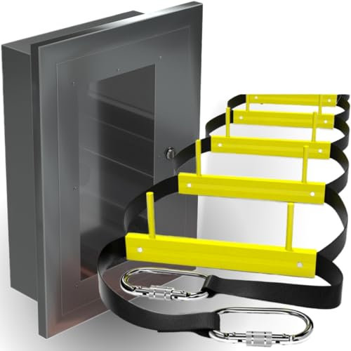 Wall Mounted Fire Escape Ladder 3 Storey 8 m | Emergency Escape Ladder for Homes Include Aluminum Storage Box & Mounting Hardware Incl. | Emergency Ladder Wall-Fixed