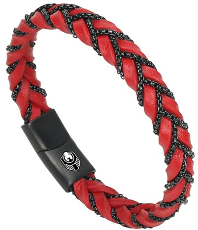 SHIEAGLELD Bracelet Cuir Homme, bracelet homme acier, avec Magnetique Boucle en Acier Inoxydable, Multi Tissé Bracelet, avec Boîte à Bijoux