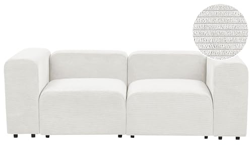 Beliani Modulsofa Cord weiß 2-Sitzer Sofa mit Breiten Armlehnen modern Falsterbo