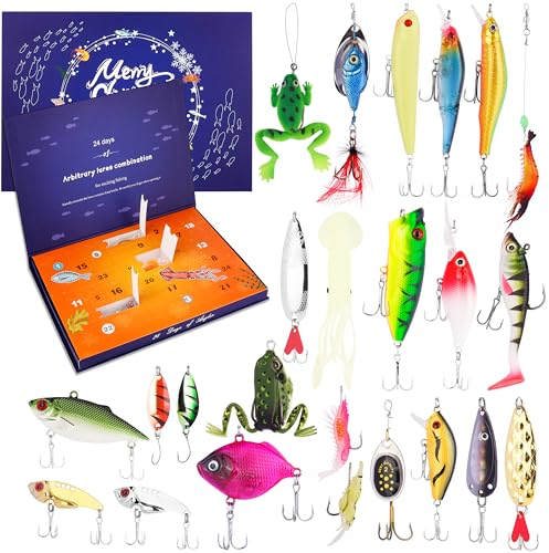 Jeasona Angel Adventskalender 2025 Raubfisch Karpfen Adventskalender Angeln 2025 Adventskalender2025 Männer Angelkalender Weihnachtskalender Männer Erwachsene Adventskalender Teenager Jungs Junge