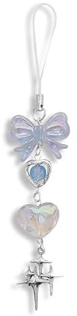 Calkkrer Colorida cadena para teléfono móvil Y2K, colgante para teléfono móvil, diseño de estrella de corazón de lazo, Y2K llavero, joyas coloridas, llavero Y2K para teléfono, cámara, L, Aleación y