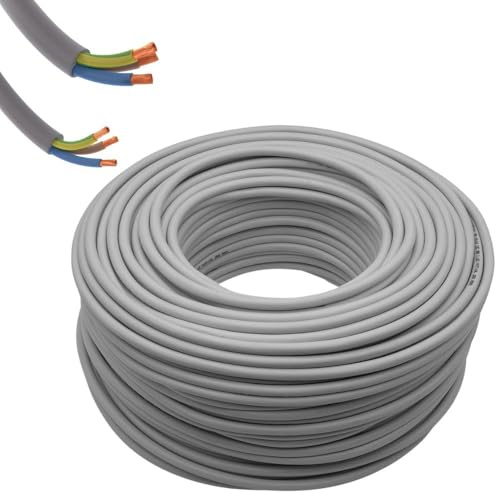 Cavo Elettrico Grigio FROR Gommato Flessibile Tutor Tripolare Antifiamma 3 Fili Multicolore per Impianti e Prolunghe (Metri 10, Sezione 3x1x5)