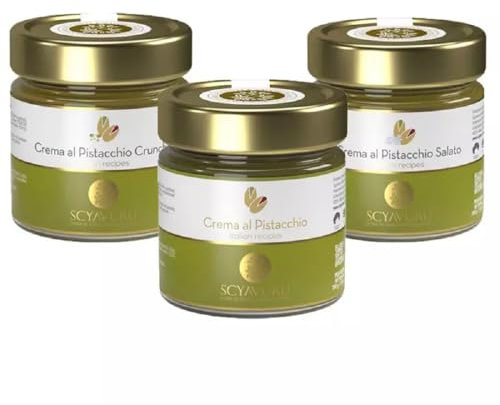 Scyavuru Trío de Crema de Pistacho: Clásica, Pistacho Salado y Crujiente 200 g x 3
