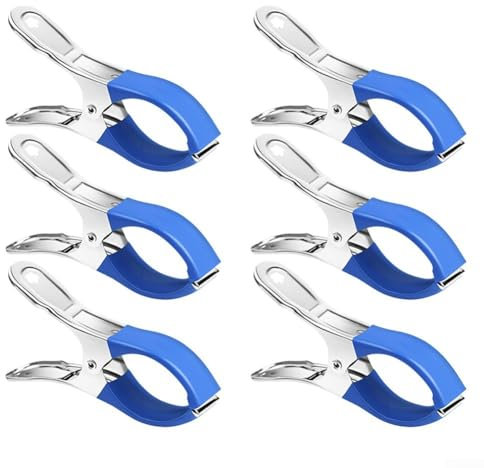 Lot de 30 clips de protection de piscine en acier inoxydable pour sécuriser votre piscine avec protection contre le vent et les rayures (6 pièces, bleu)