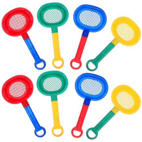 8 filtros de arena para niños, colador de arena de playa, colador de arena para la playa, colador de arena de playa con mango largo, colador de arena de juguete, colador de arena de playa, colador de