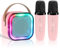 Qingning Mini Karaoke con 2 Microfoni Senza Fili per Bambini e Adulti, Macchina Karaoke per Bambini, Altoparlante Bluetooth Portatile con Luci LED, Giocattolo Regalo per Ragazzi Ragazze 3-14 Anni-Rosa