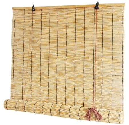 Naturel Store Bambou Extérieur Terrasse Store Enrouleur Bambou 100x200 120x160 150x180 150x200cm Rideau De Roseau Avec Levage Rideau De Porte Bambou Anti-UV Store Vénitien Pour Fenêtre Interieur(W135c