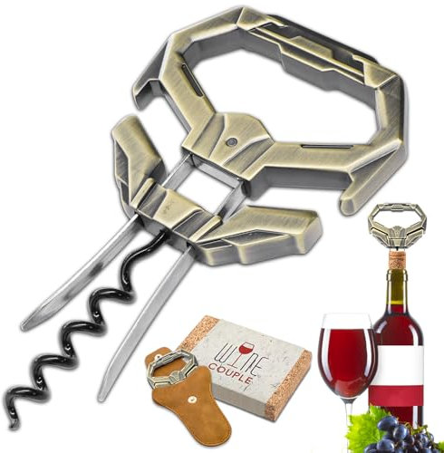 LUCYLANKER Ah So Apribottiglie per Vino, Cavatappi per Vino Antico con Custodia Portatile in Pelle, Estrattore di Sughero a Due Punte con Apribottiglie per Intenditori di Vino da Stappare (Bronzo3)