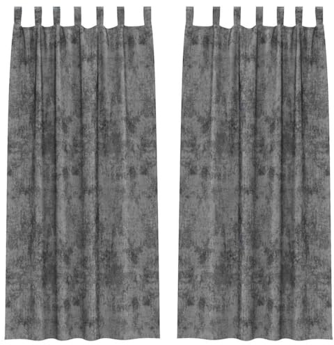 vidaXL Samtvorhänge 2er Set mit Ösen in Grau 225 x 140 cm – Lichtfilternde Vorhänge für Sichtschutz, Blackout-Effekte und Elegante Raumverdunkelung.