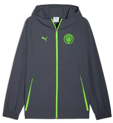 PUMA Manchester City FC Men's Pumatech Jacket 25/26, Grey (Galactic Gray x Pro Green), l
