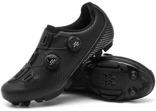Wttagkl® MTB Fahrradschuhe Herren/Damen (Wahl aus 3 Modellen: SPD/SPD-SL/Freizeit) - Atmungsaktiv - Für Mountainbike & Stadt,Schwarz*MTB-46 EU