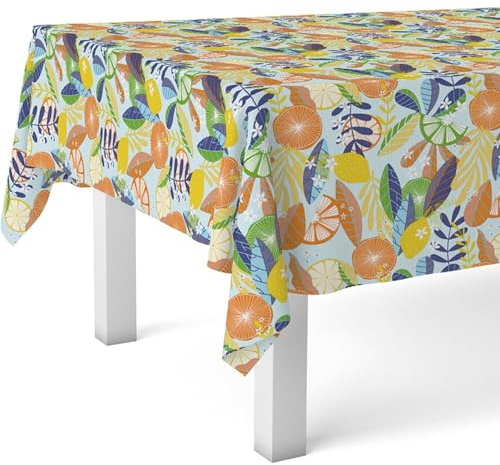 ECOMMERC3 Wachstuchtischdecke rechteckig 100x140 cm Mandarine Orange | Für den kleinen Balkontisch, fleckenabweisend, schützt vor Kratzern und Feuchtigkeit, in Spanien gefertigt