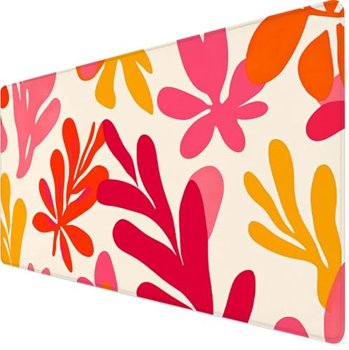 Alfombrilla Ratón 1200x600x3mm Mouse Pad Beige Alfombrilla Ratón xxl, Tamaño Grande, Bordes Cosidos, Impermeable, Base de Goma Antideslizante, Mejora la Precisión y la Velocidad, Portátil, Rojo Y7-965