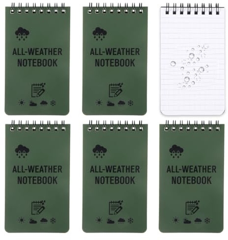 6 Stück Notizbuch Spiralbindung Wasserfestes Block, Kleines Notizbuch Klein mit Blöcke Kariert und Liniert, Pocket Notebook für Outdoor, Kleiner Notizblock Klein Notizblöcke Wasserfestes Papier（Grün）