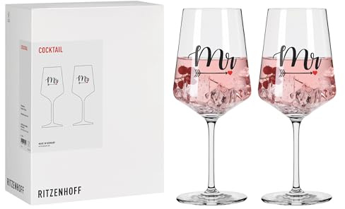 RITZENHOFF 8131006 Cocktailglas 540 ml, Liebe von Kanij Fatema – mit elegantem „Mr & Mr-Motiv – Made in Germany