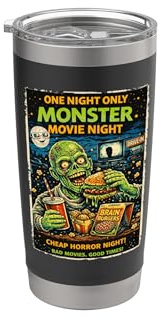 Retro Pulp Kino und Fake Horror Filmplakat Kunst Doppelwandiger Edelstahl-Thermobecher