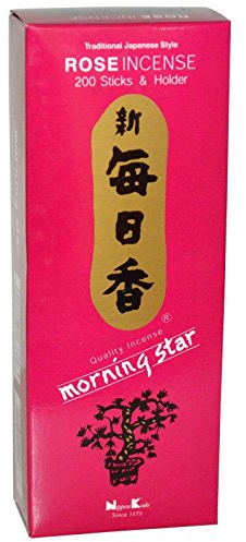Nippon Kodo Morning Star, Rose Räucherstäbchen 200 Sticks & Halter 1.2 x 2.2 x 5.9 inches