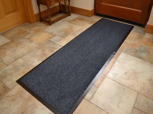 Paris Extra Large Big Dark Light Blue Hardwearing Heavy Duty Black PVC Edge Pile Top Rubber Barrier Entrance Door Kitchen Utility Dust Floor Long Short Narrow Hall Hallway Runners Mats Rugs 60cm x 180cm