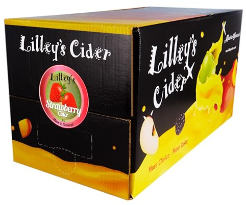 Lilley's Cider - Strawberry Cider 4% ABV - Sweet Juicy Strawberry with Crisp Apple Finish, Still Fruit Cider, Gluten-Free, Vegan, Ideal for Sharing - Bag in Box (20 Litres)