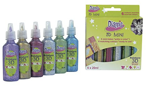 OZ INTERNATIONAL Kit DIAMS 3D Mini 6 Tubes 20 ml peintures à paillettes