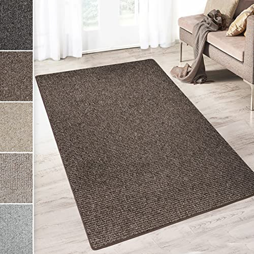 casa pura Teppich Läufer Carlton | Flachgewebe dezent Gemustert | Teppichläufer in vielen Größen | als Küchenläufer, Flurläufer (Braun - 66x150 cm)
