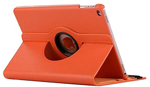 Étui de protection intelligent en cuir rotatif à 360° pour Apple iPad Air 1 Air 2 5 6 - Orange