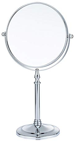 fcya Make-up-Spiegel, Vergrößerungsspiegel, 1/20-fache Vergrößerung, großer Tischplatte, zweiseitig, drehbar, Kosmetikspiegel, Chrom-Finish, Stil 2,5–20,3 cm