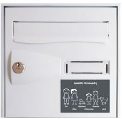 DECOHO - Plaque de Maison personnalisée Family - Plaque boîte aux Lettres Plastique Gris - 6 Membres, 12x8 cm, adhésif 3M, Gravure Laser - Gris