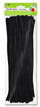 Krafty Kids GC027B Pipe Cleaner, 1/4 x 12 X 100 Piece, Black