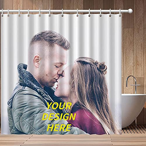 Benutzerdefinierte Duschvorhang, Personalisierte Duschvorhang mit Foto/Text/Logo/Design, für Home Badezimmer Dekor Geburtstag Weihnachten Personalisierte Geschenk, 60X72in/152X183cm