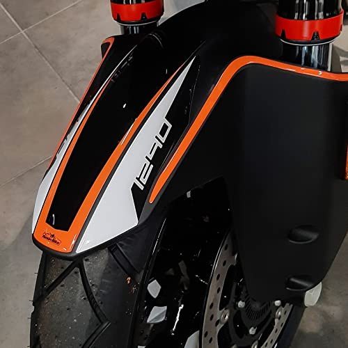 Resin Bike Adesivi Moto Compatibile con KTM 1290 Super Adventure S 2021. Protezione Centrale Parafango Anteriore Moto da Urti e Graffi. Adesivo Resinato con Effetto 3D