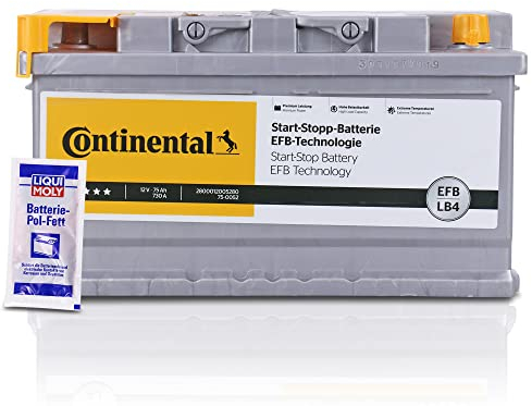 CONTINENTAL 2800012005280 Starterbatterie LB4 EFB-Batterie 12V 75Ah 730A + 1x 10g LIQUI MOLY Batterie-Pol-Fett