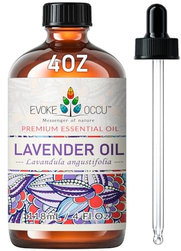 EVOKE OCCU Lavender Essential Oil 118ml, Pure Lavender Oil for Diffuser Skin Candle Soap Making- 4 FL Oz