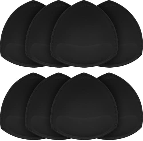 FANMAOUS 4 Pairs Bra Pad Insert,Removable Sport Bra Cup Triangle Breathable & Reusable Bra Pad for Yoga Bra,Swimsuits,Bikini, 4 Pairs Massage Black B/C, A/B/C/D