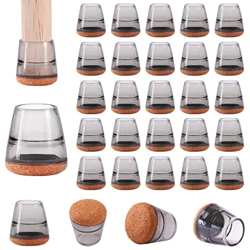 Niviy Protection Pied de Chaise Noir Embout de Chaise pour Anti-Rayures et Réduit Le Bruit Patins Chaise Silicone Tampon de Chaise Protection Parquet 32PCS 20mm