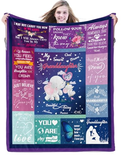 Geschenkdecke für Enkelin von Oma und Opa, 140 x 180 cm, Weiche Flanell-Fleece-Überwurfdecke, Geburtstags- und Abschlussgeschenkideen