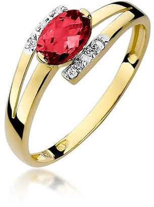 Damen Ring 585 14k Gold Gelbgold echt Rubin Edelstein Diamanten Brillanten