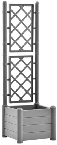 vidaXL Fioriera da Giardino con Graticcio 43x43x142cm PP Grigio Pietra