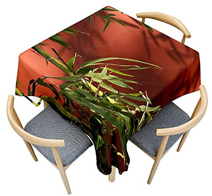 Morbuy Quadratische Tischdecken, Bambus Muster Tischdecke Wasserdicht Abwaschbar Küchentischdecke Fleckschutz Tischtuch für Dekoration Restaurant Garten Party (180x180cm,Bambuspflanze)