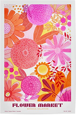 artboxONE Poster 75x50 cm Typografie Susan Black - Flower Market pink - Bild Blume ausstellungsposter Blume