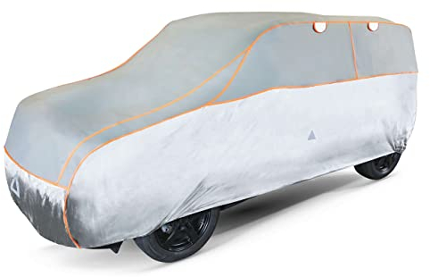Walser Hagelschutz Abdeckplane Auto, Autogarage Abdeckung, Abdeckplane Auto Basic, Auto Hagelschutzplane, Abdeckung Auto 100% Polyester, Auto Vollgarage, Auto Abdeckung SUV L - grau-Silber