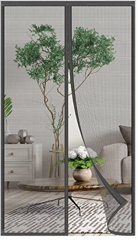 AQKaki Moustiquaire Porte Magnétique Fibre de Verre, 180x260cm Ouverture Centrale Moustiquaire Baie Vitree Porte Fenetre Aimant Puissant Autofermeture Rideau de Porte Antimoustique pour Balcon Salon