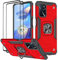 KANSi Coque pour Oppo A16 / A16S / A54S, Verre Trempé [2 Pièces] + Housse TPU Silicone Rotation 360° Aimant Anneau Support Double Défense Protection Etui - Rouge
