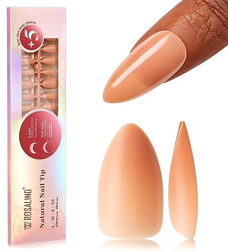 ROSALIND 200 Pièces Capsule Americaine Ongle, 20 Tailles Amande Press on Nails, Pré-colorés Pose Américaine Ongles Artificiel Fake Ongles pour Extensions Rapide d'ongles, Deep Pink